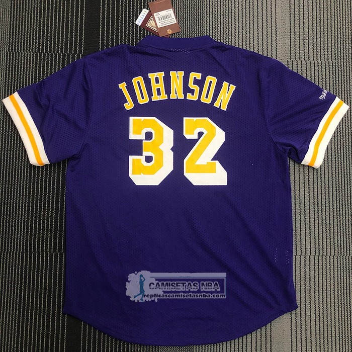 Camiseta Manga Corta Los Angeles Lakers Magic Johnson NO 32 Violeta